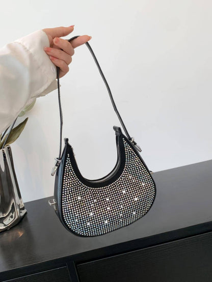 Sac de soirée en strass PU brillant pour femme